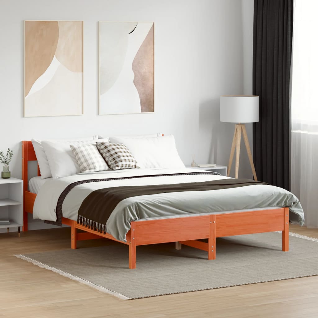 Letto senza Materasso Marrone Cera 120x200 cm in Legno di Pino | homemem39