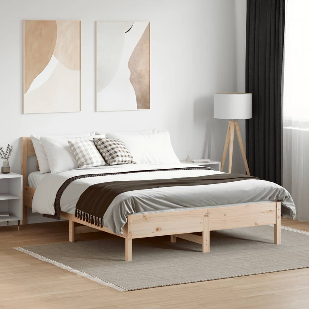 Letto senza Materasso 140x190 cm in Legno Massello di Pino | homemem39