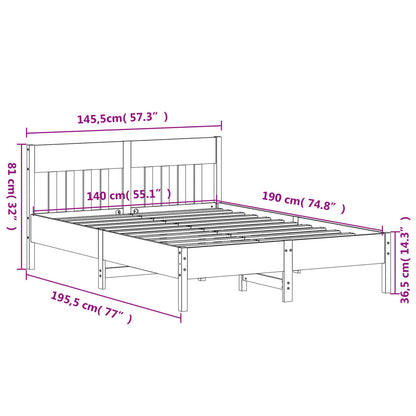 Letto senza Materasso 140x190 cm in Legno Massello di Pino | homemem39