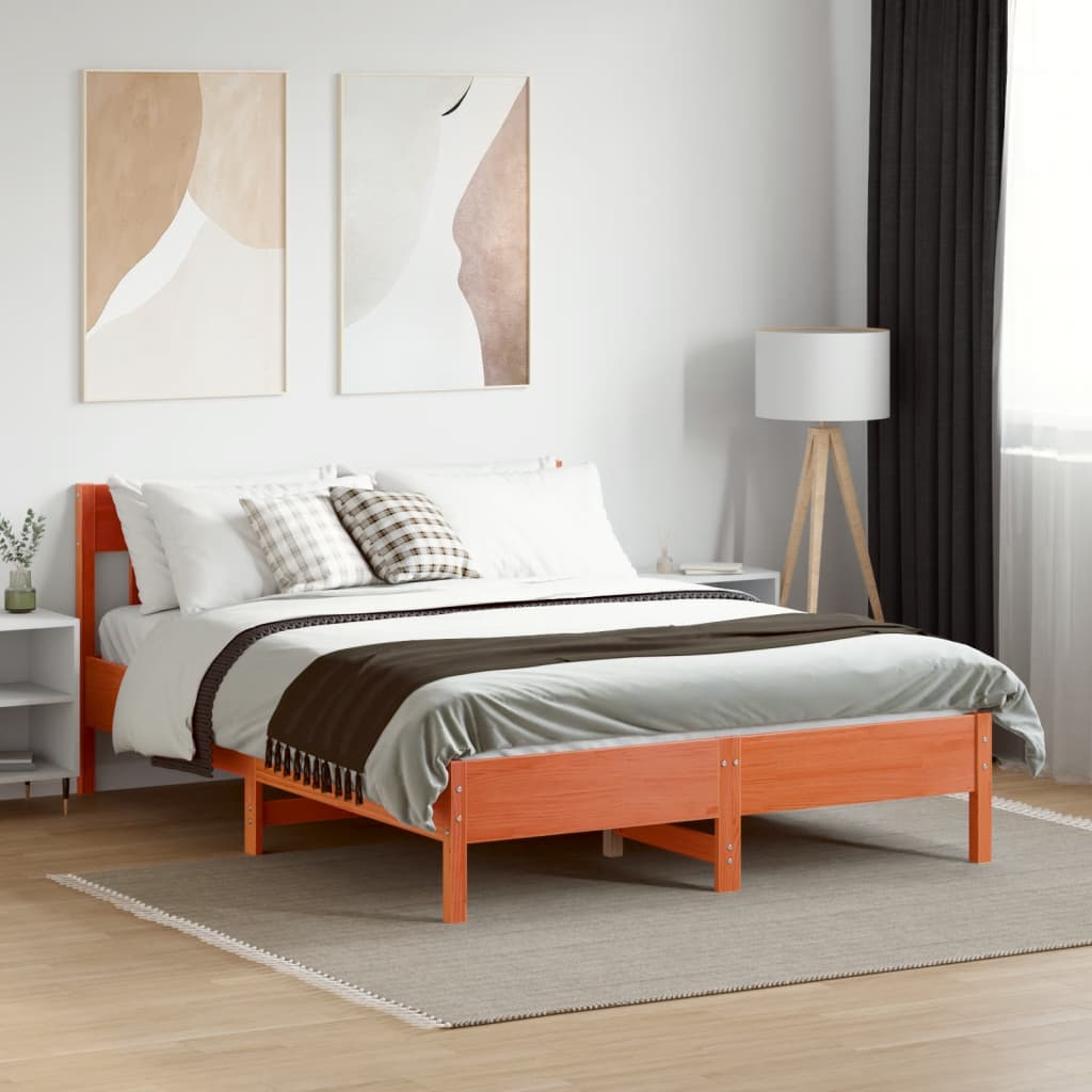 Letto senza Materasso Marrone Cera 140x190 cm in Legno di Pino | homemem39