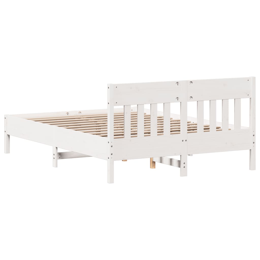 Letto senza Materasso Bianco 135x190 cm Legno Massello di Pino - homemem39