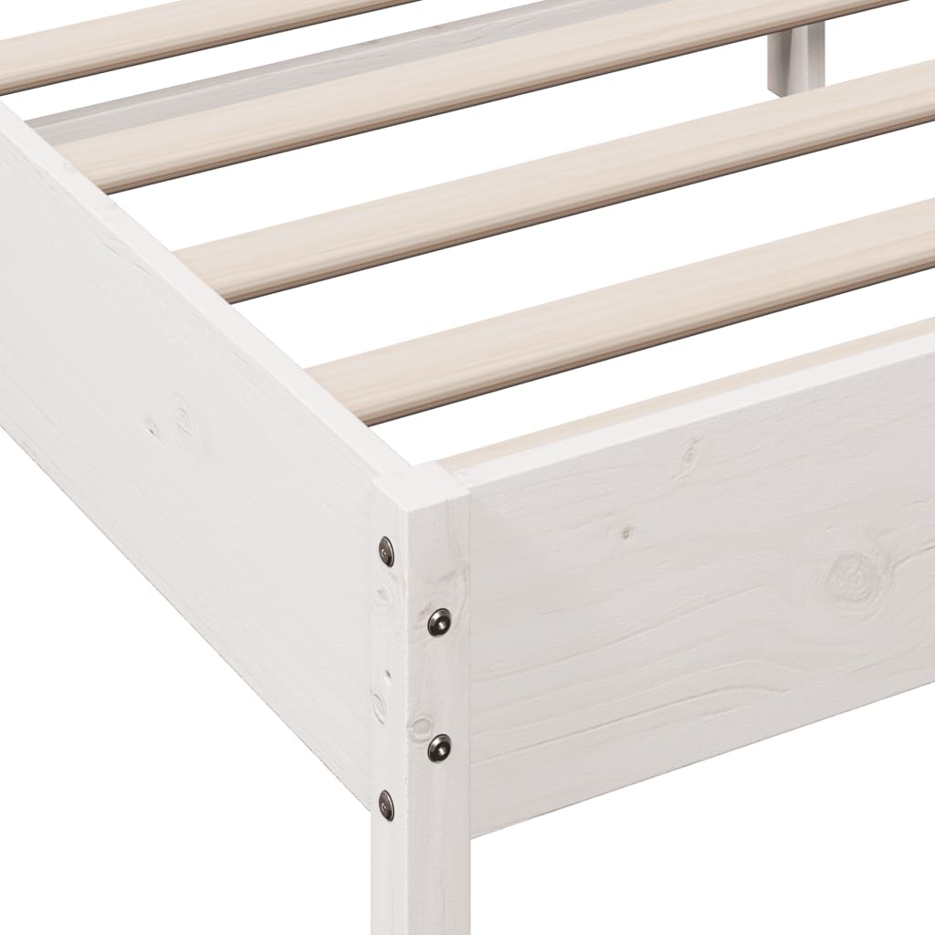Letto senza Materasso Bianco 135x190 cm Legno Massello di Pino | homemem39