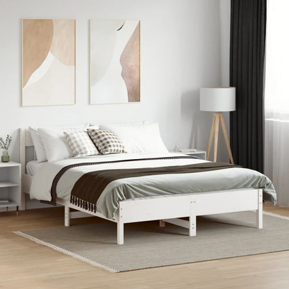 Letto senza Materasso Bianco 120x190 cm Legno Massello di Pino - homemem39