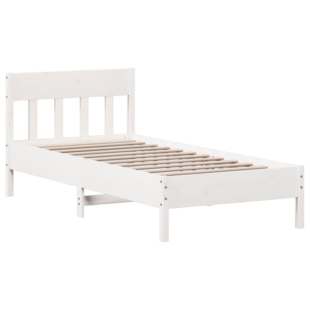 Letto senza Materasso Bianco 90x190 cm in Legno Massello Pino | homemem39