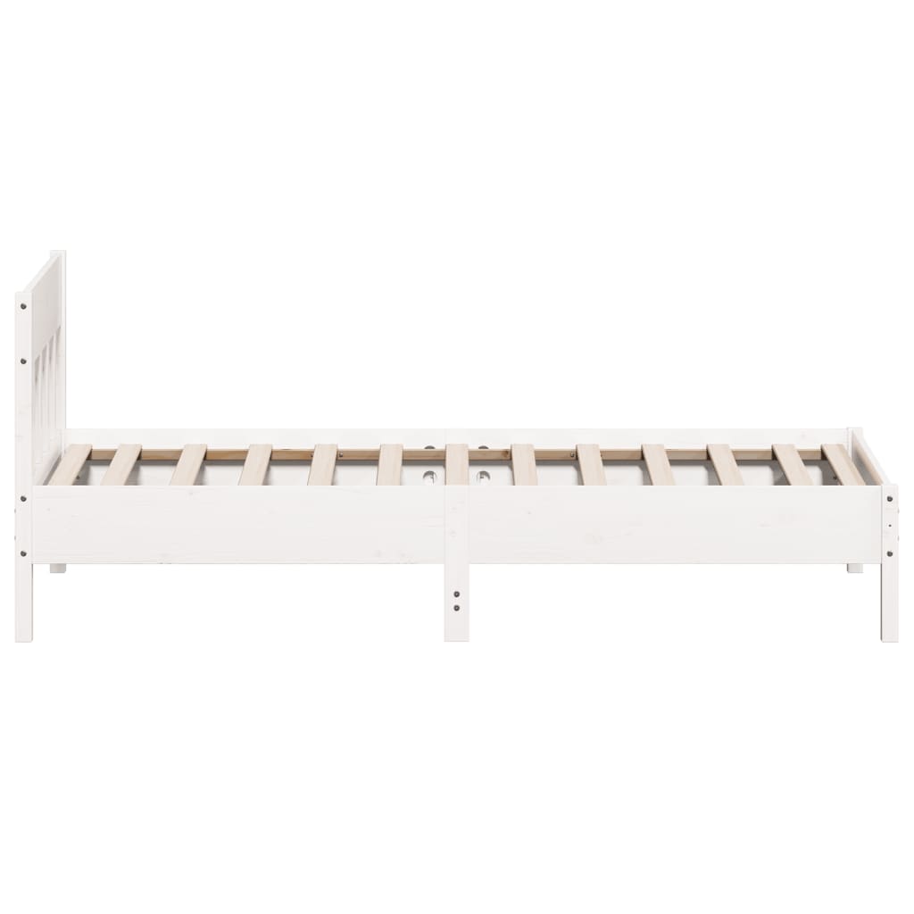 Letto senza Materasso Bianco 90x190 cm in Legno Massello Pino | homemem39