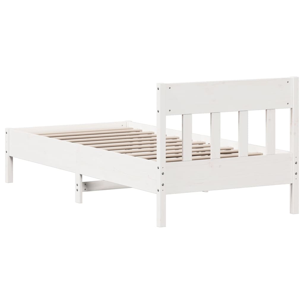 Letto senza Materasso Bianco 90x190 cm in Legno Massello Pino | homemem39