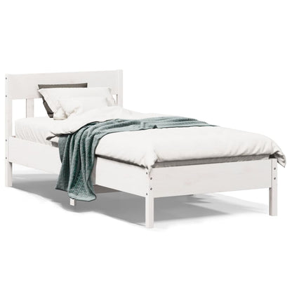 Letto senza Materasso Bianco 90x190 cm in Legno Massello Pino | homemem39