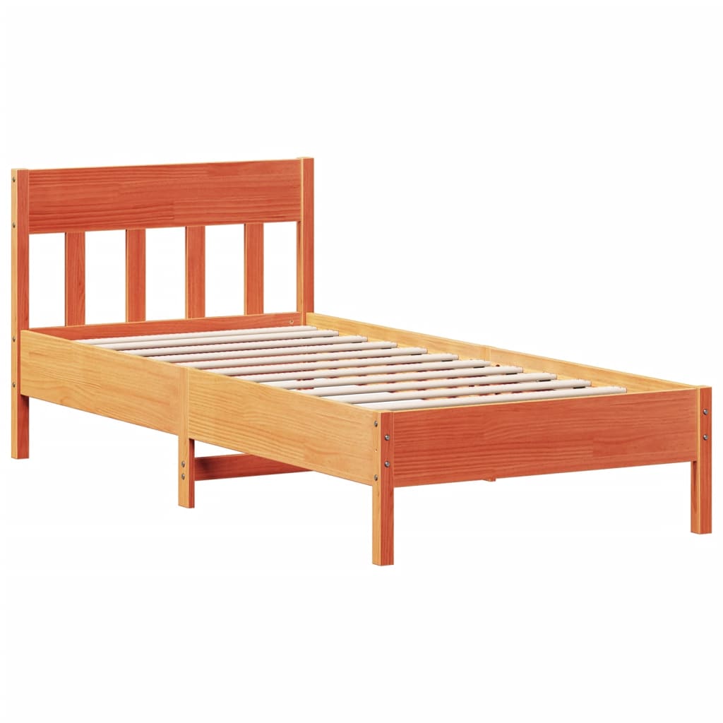 Letto senza Materasso Marrone Cera 90x190 cm in Legno di Pino | homemem39