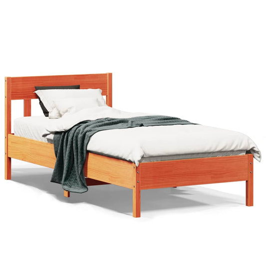 Letto senza Materasso Marrone Cera 90x190 cm in Legno di Pino | homemem39