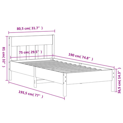 Letto senza Materasso 75x190 cm in Legno Massello Pino | homemem39