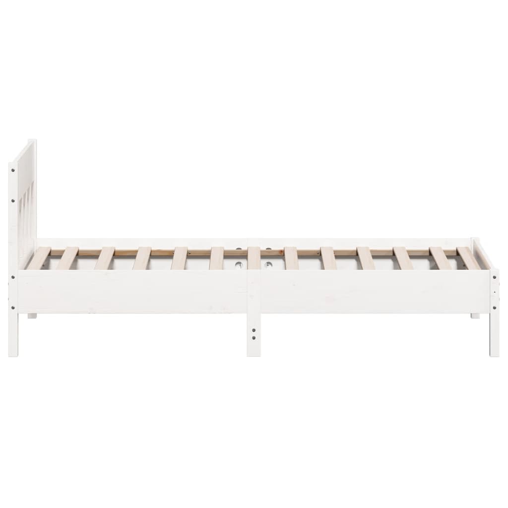 Letto senza Materasso Bianco 75x190 in Legno Massello di Pino | homemem39