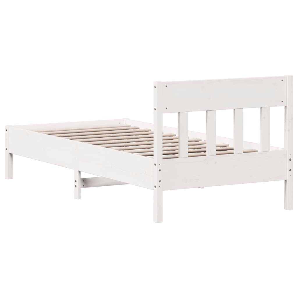 Letto senza Materasso Bianco 75x190 in Legno Massello di Pino | homemem39