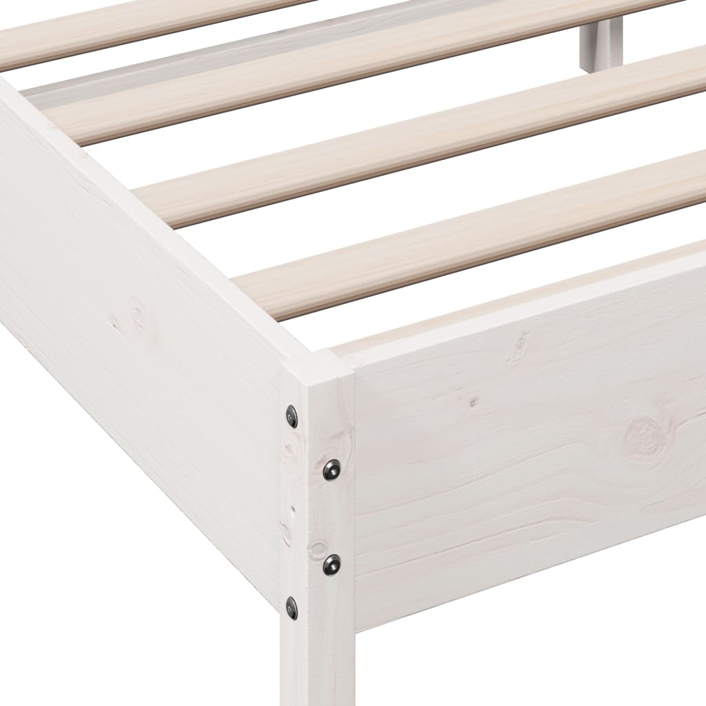 Letto senza Materasso Bianco 75x190 in Legno Massello di Pino | homemem39