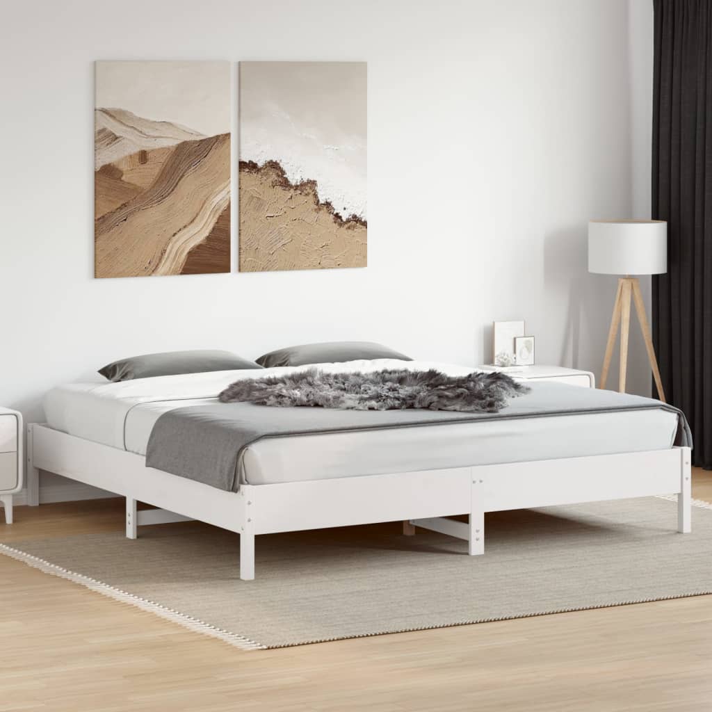 Giroletto senza Materasso Bianco 200x200 cm Legno Massello Pino | homemem39