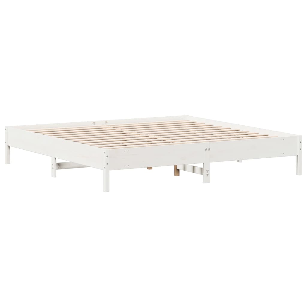 Giroletto senza Materasso Bianco 200x200 cm Legno Massello Pino | homemem39