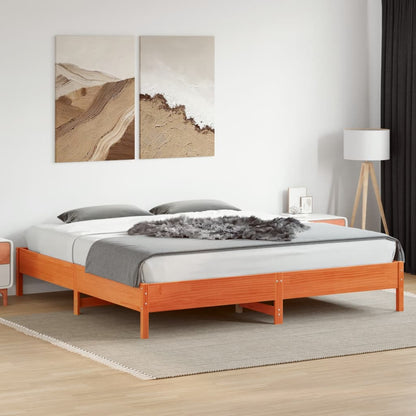 Letto senza Materasso Marrone Cera 200x200 cm in Legno di Pino - homemem39