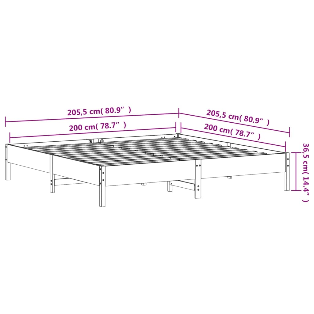 Letto senza Materasso Marrone Cera 200x200 cm in Legno di Pino | homemem39