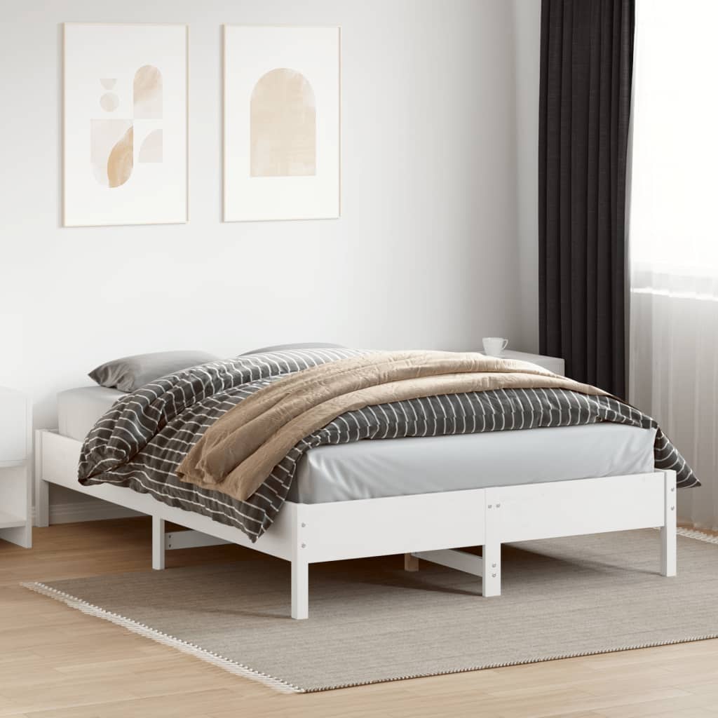 Letto senza Materasso Bianco 150x200 cm Legno Massello di Pino | homemem39
