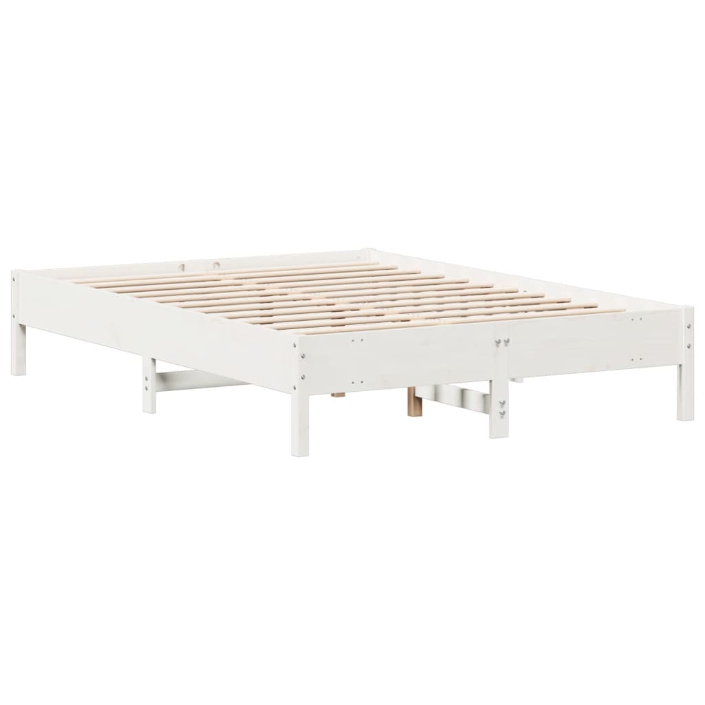 Letto senza Materasso Bianco 150x200 cm Legno Massello di Pino | homemem39