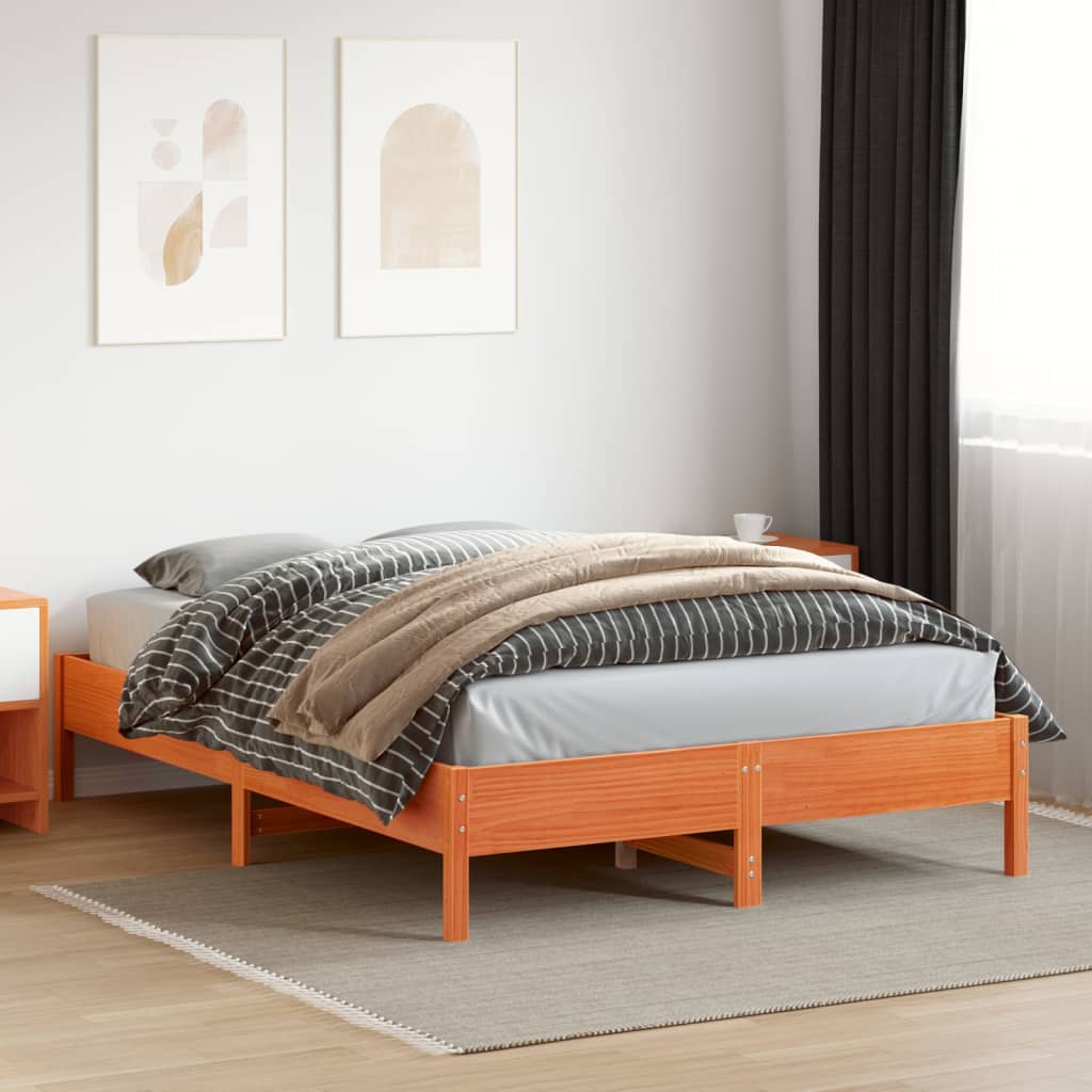 Letto senza Materasso Marrone Cera 150x200 cm in Legno di Pino | homemem39