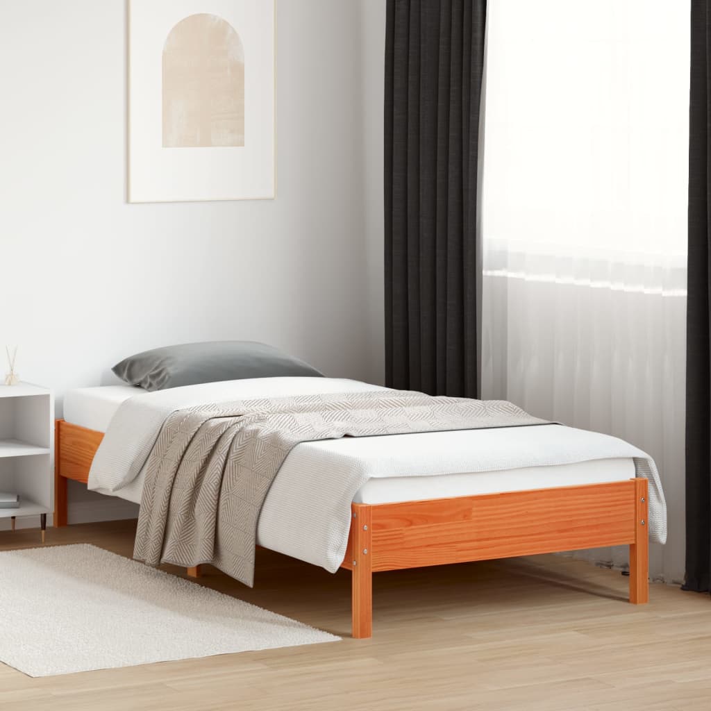 Letto senza Materasso Marrone Cera 100x200 cm in Legno di Pino | homemem39