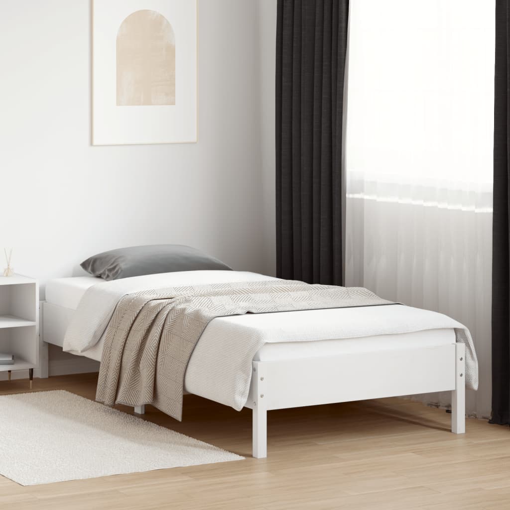Letto senza Materasso Bianco 90x200 cm Legno Massello di Pino | homemem39