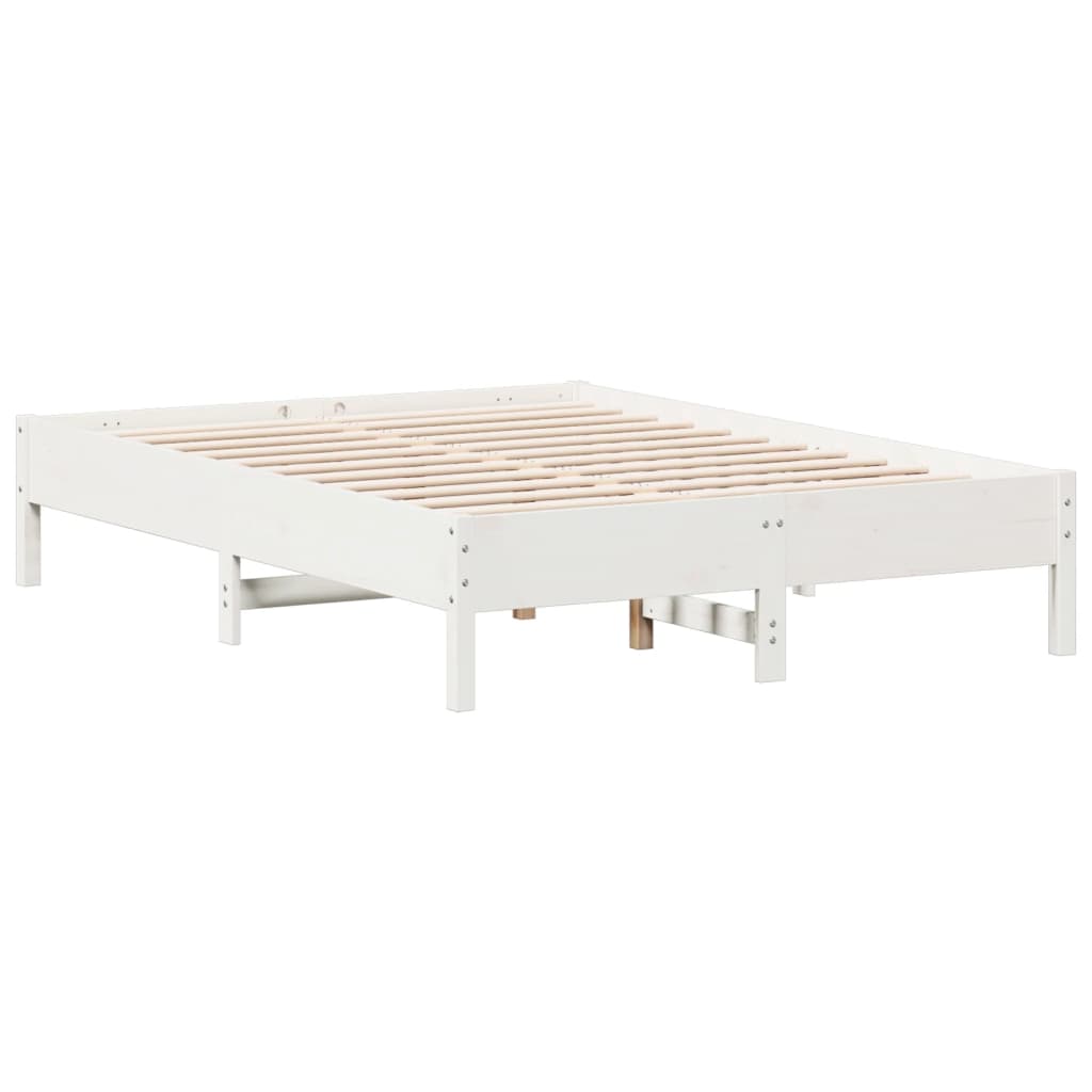 Letto senza Materasso Bianco 140x190 cm Legno Massello di Pino - homemem39