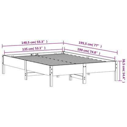 Letto senza Materasso 135x190 cm in Legno Massello di Pino | homemem39