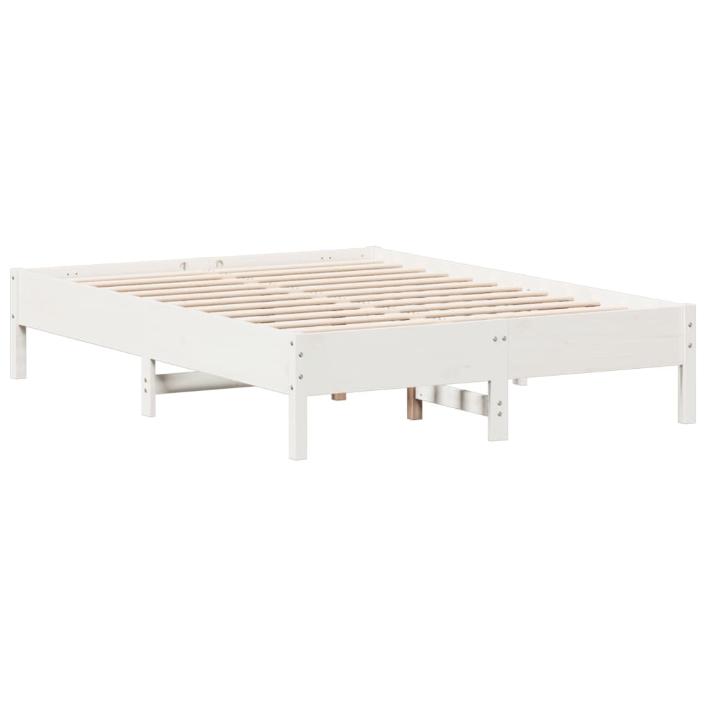 Letto senza Materasso Bianco 135x190 cm Legno Massello di Pino - homemem39