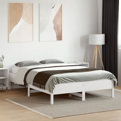 Letto senza Materasso Bianco 135x190 cm Legno Massello di Pino - homemem39
