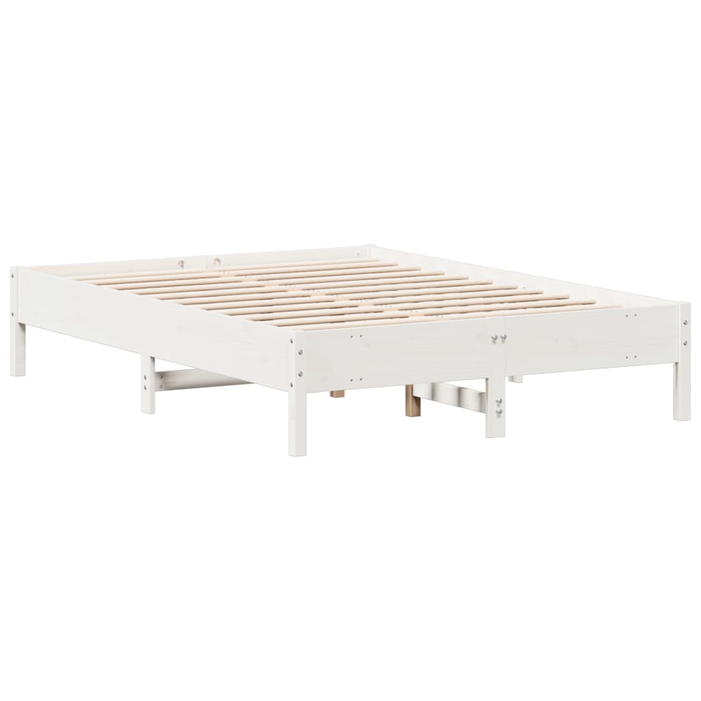 Letto senza Materasso Bianco 135x190 cm Legno Massello di Pino - homemem39