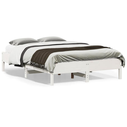 Letto senza Materasso Bianco 135x190 cm Legno Massello di Pino | homemem39