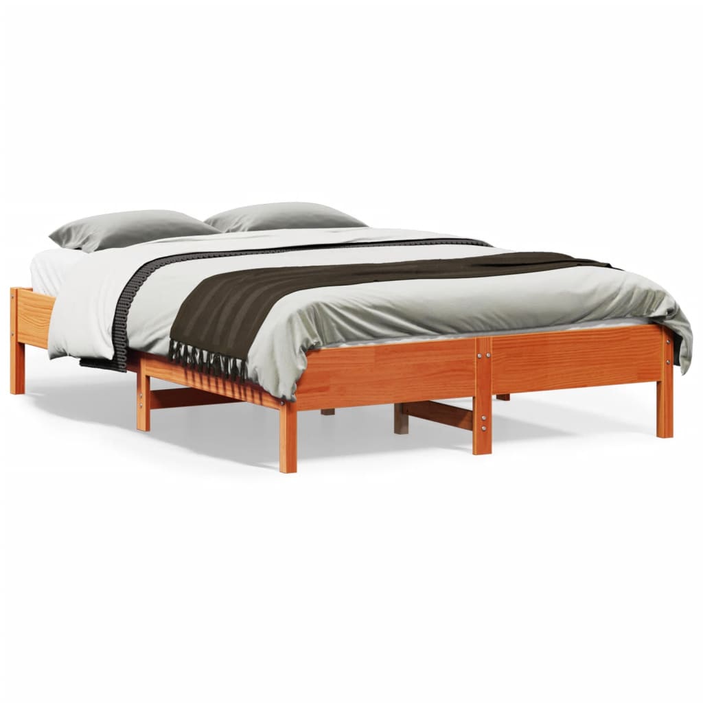 Letto senza Materasso Marrone Cera 135x190 cm in Legno di Pino | homemem39