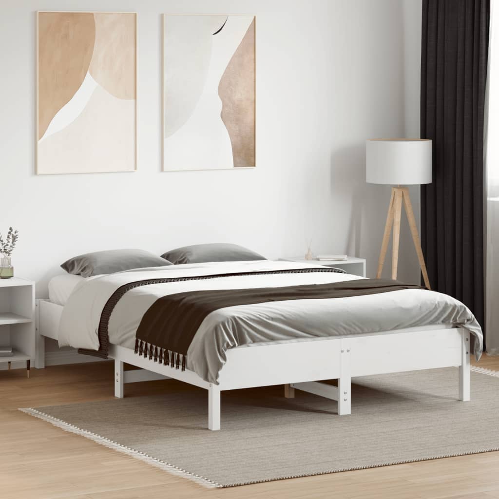 Letto senza Materasso Bianco 120x190 cm Legno Massello di Pino - homemem39