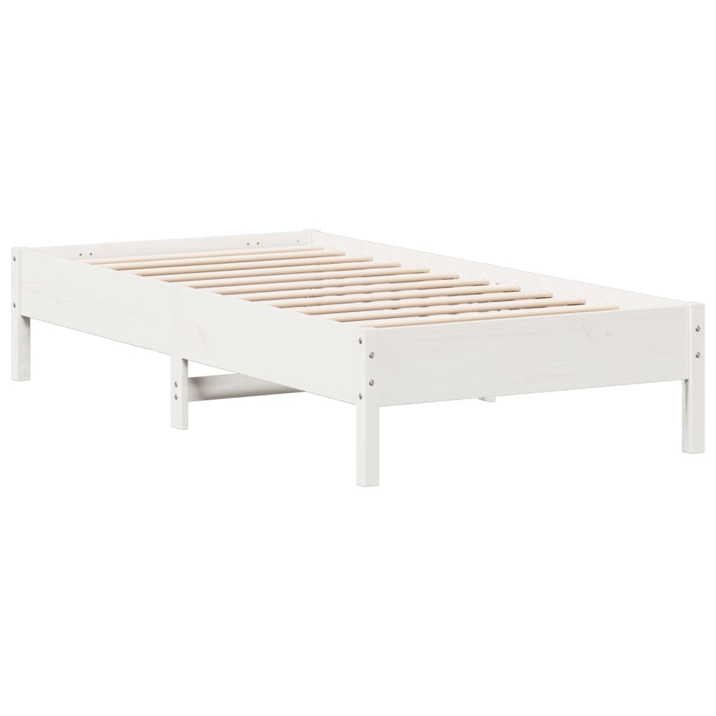 Letto senza Materasso Bianco 90x190 cm in Legno Massello Pino - homemem39