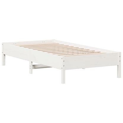 Letto senza Materasso Bianco 90x190 cm in Legno Massello Pino - homemem39