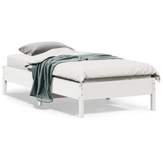 Letto senza Materasso Bianco 90x190 cm in Legno Massello Pino - homemem39