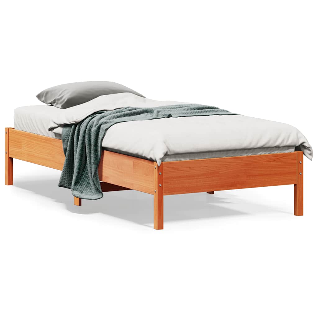 Letto senza Materasso Marrone Cera 90x190 cm in Legno di Pino | homemem39