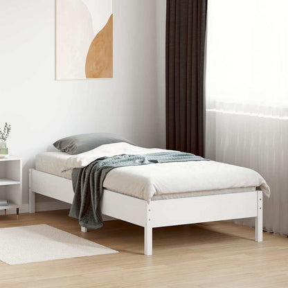 Letto senza Materasso Bianco 75x190 in Legno Massello di Pino | homemem39
