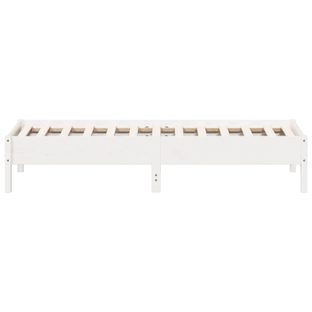 Letto senza Materasso Bianco 75x190 in Legno Massello di Pino | homemem39