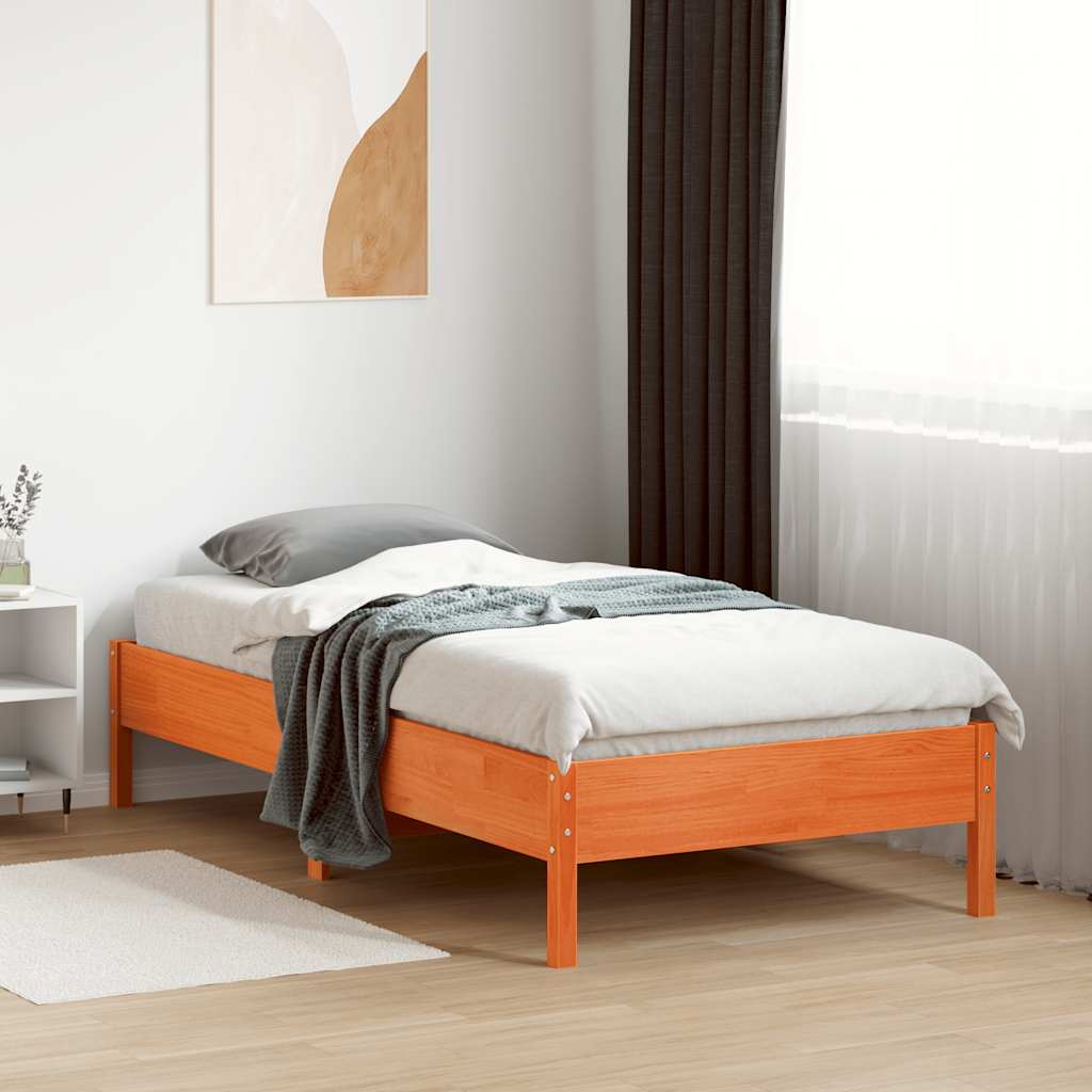 Letto senza Materasso Marrone Cera 75x190 cm in Legno di Pino | homemem39