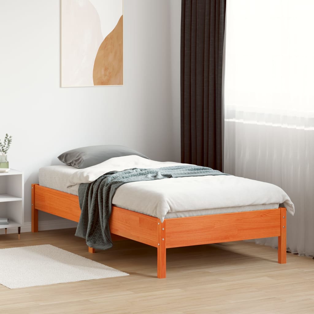 Letto senza Materasso Marrone Cera 75x190 cm in Legno di Pino - homemem39