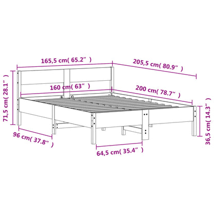 Letto senza Materasso 160x200 cm in Legno Massello di Pino | homemem39