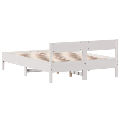 Letto senza Materasso Bianco 160x200 cm Legno Massello di Pino - homemem39