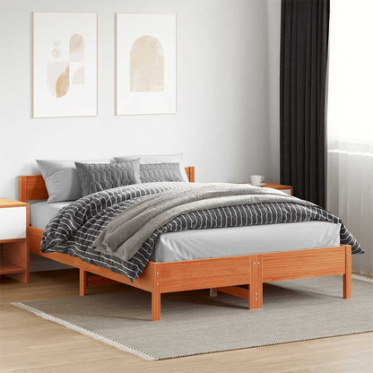 Letto senza Materasso Marrone Cera 160x200 cm in Legno di Pino | homemem39