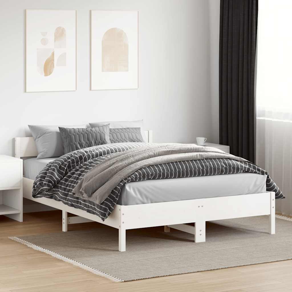 Letto senza Materasso Bianco 150x200 cm Legno Massello di Pino - homemem39