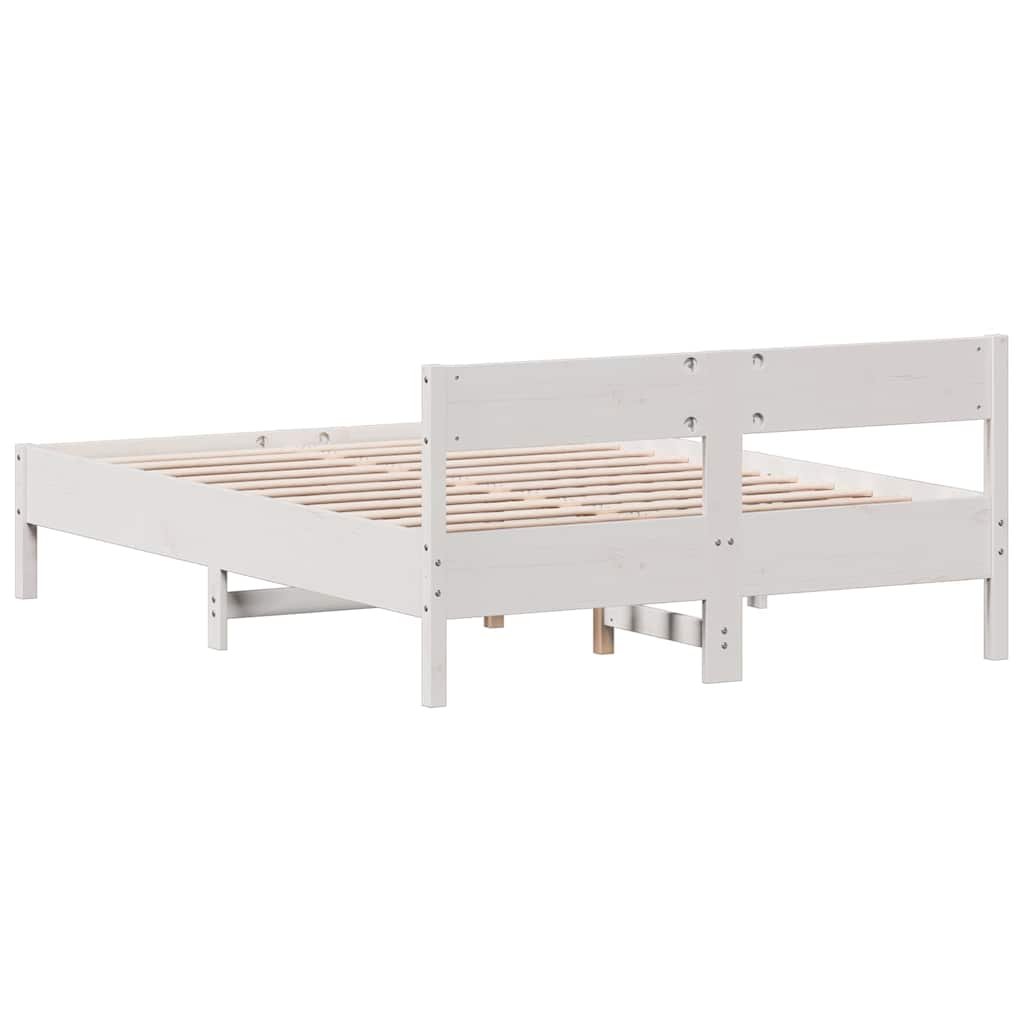 Letto senza Materasso Bianco 150x200 cm Legno Massello di Pino | homemem39