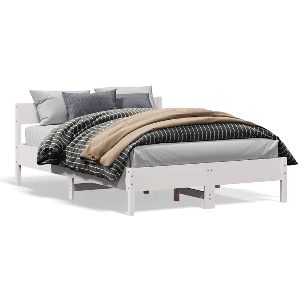 Letto senza Materasso Bianco 150x200 cm Legno Massello di Pino | homemem39