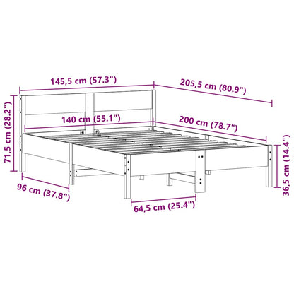 Letto senza Materasso Bianco 140x200 cm Legno Massello di Pino | homemem39