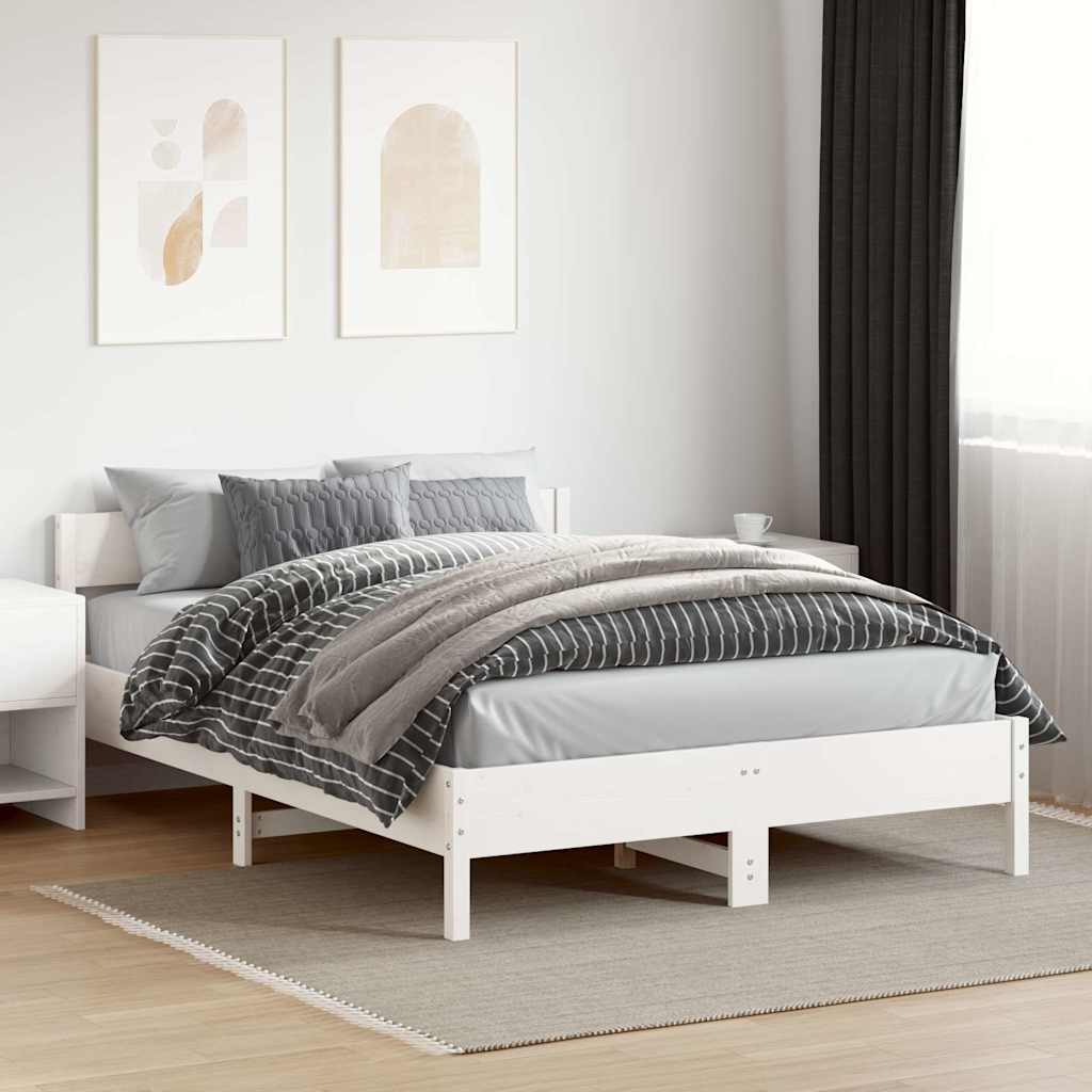 Letto senza Materasso Bianco 140x200 cm Legno Massello di Pino - homemem39